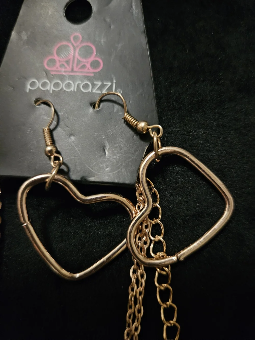 Paparazzi Rose Gold Linked Heart Necklace and Earrings Set